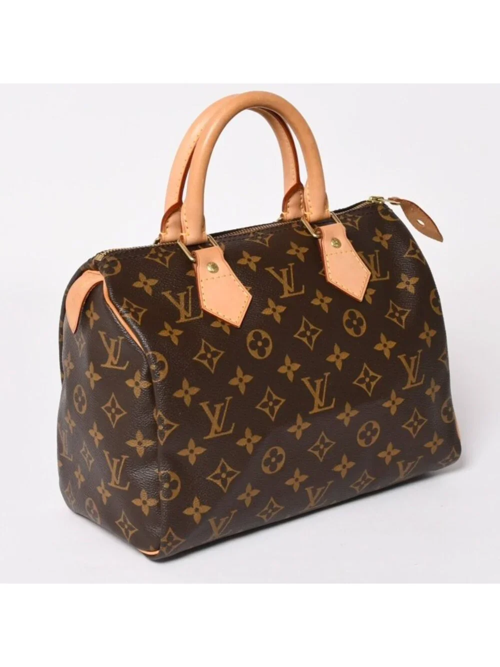 Louis Vuitton Speedy 25 Handbag Monogram Leather Brown Gold